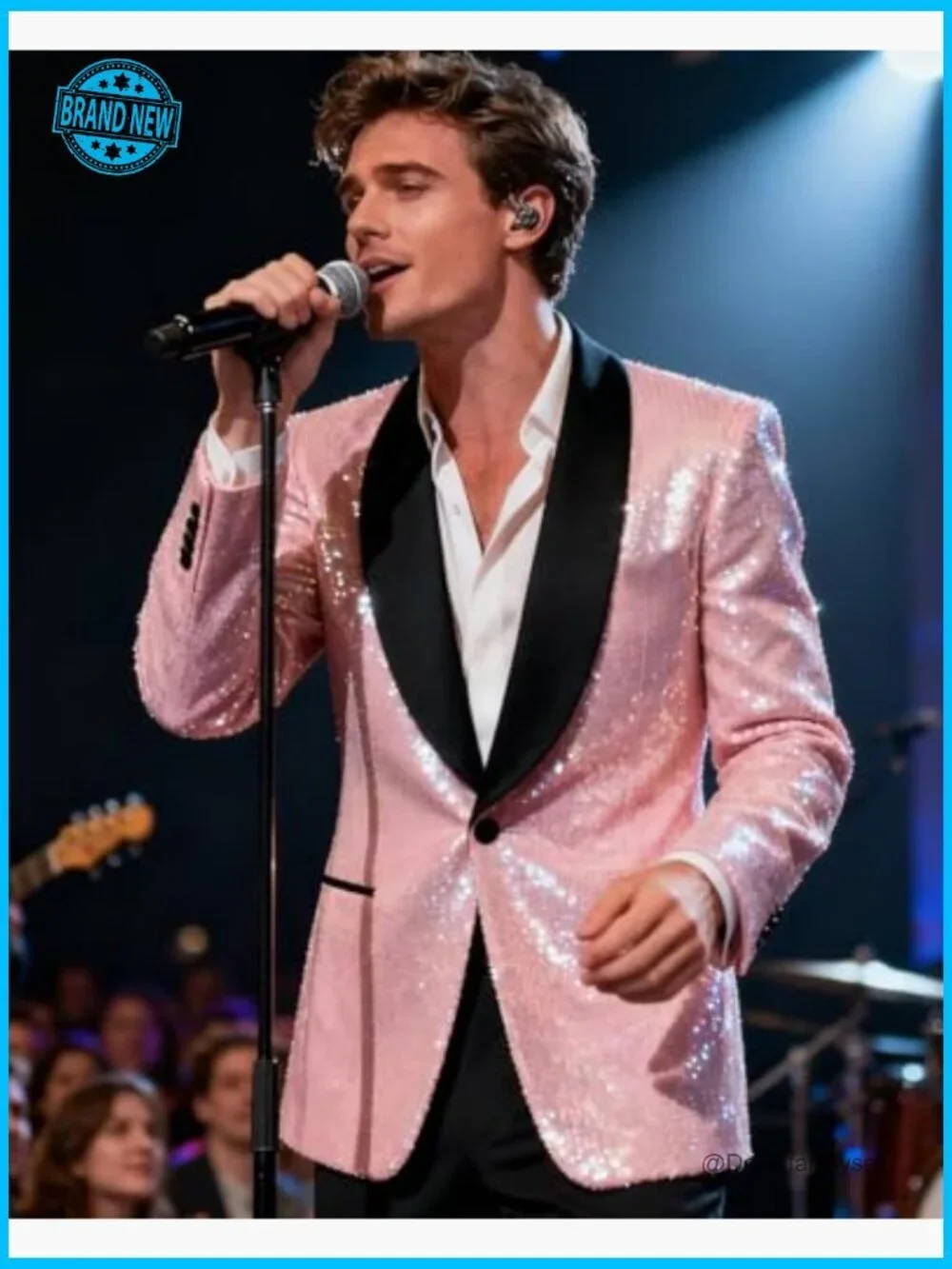 Sequin Blazer Slim Fit Shiny Tuxedo Jacket Shawl Collar Prom Party Disco